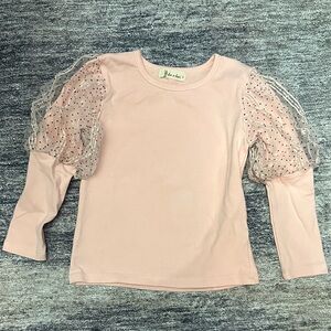 Pink Kids Shirt with Polka Dot Sleeves